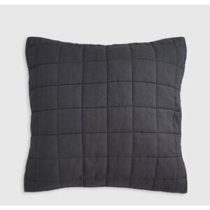 Quince European Linen Quilted Box Euro 26X 26”Sham Grey NWOT #80